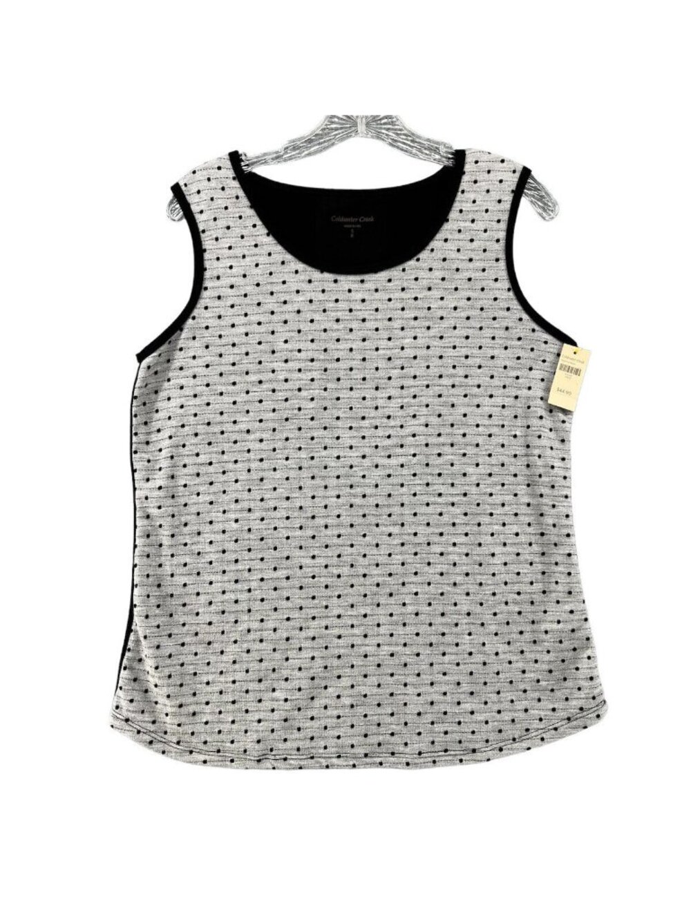 Coldwater Creek Women Small Polka Dot Tank Top Black White